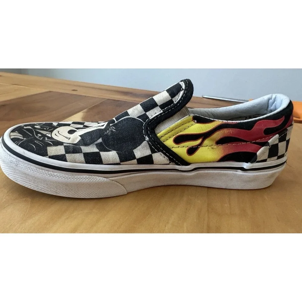 Vans X Disney Mickey & Minnie Sneaker Flames Slip On Classic Skate Kids Size 1.5